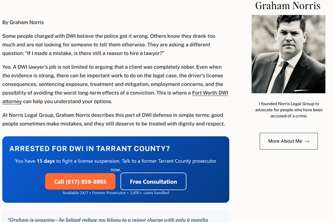 Example of criminal defense blog content with a prominent call to action